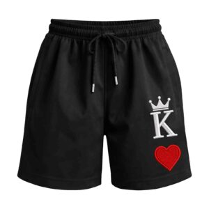 His Toxic Majesty King Of Heart Card Deck Icon Premium Relaxed Fit Front Print Black Shorts [No Embroidery]
