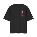 His Toxic Majesty King Of Heart Card Deck Icon | Oversized Black Front Print T-Shirt | OoltaSeedha [No Embroidery] ooltaseedha.com
