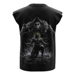 Panchmukhi Hanuman Ji, Awakened Power Premium Boxy Fit Back Printed Sleeveless Tank Top Vest | OoltaSeedha