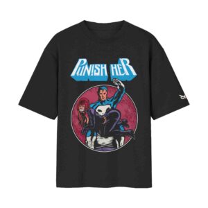 Punish Her – Adult Humor Comic Parody Oversized Black Front Print T-Shirt | OoltaSeedha Punish Her – Adult Humor Comic Parody Oversized Black Front Print T-Shirt | OoltaSeedha