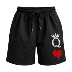 Her Toxic Majesty Queen Of Heart Card Deck Icon Premium Relaxed Fit Front Print Black Shorts [No Embroidery]