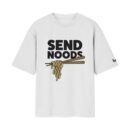 Send Noods - The Ramen Request Cheeky Meme | Oversized White Front Print T-Shirt | OoltaSeedha