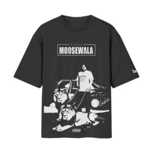 Roar of the Legend, Lions & Legacy Sidhu Moosewala | Oversized Black Front Print T-Shirt | OoltaSeedha