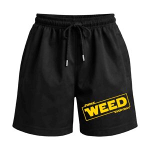 Galactic Smoker Sci Fi Star Wars Parody Logo Premium Relaxed Fit Front Print Black Shorts | OoltaSeedha