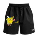 SpongeBob Licking The "Thirsty SquarePants" Premium Relaxed Fit Front Print Black Shorts ooltaseedha.com