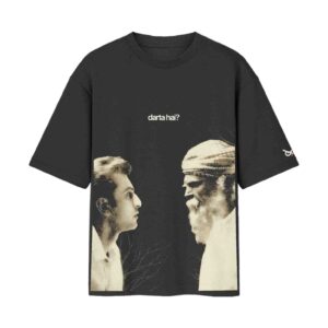 Darta Hai? The Existential Check, Tamasha Movie Scene | Oversized Black Front Print T-Shirt | OoltaSeedha