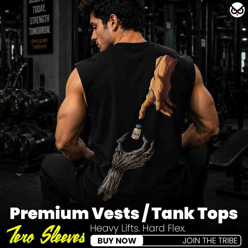 Devil Handling Tren To Human For Gym Premium Boxy Fit Back Printed Sleeveless Tank Top Vest ooltaseedha.com