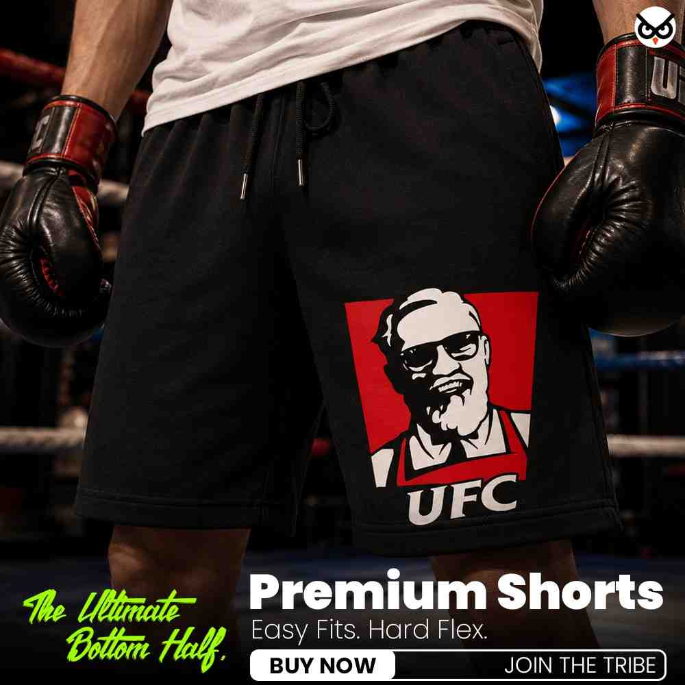 Octagon Ready 'UFC Player' - Conor McGregor Premium Relaxed Fit Front Print Black Shorts ooltaseedha.com