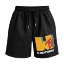 Current Mood - WTF Is Happening Retro Parody Premium Relaxed Fit Front Print Black Shorts | OoltaSeedh