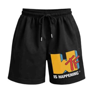 Current Mood – WTF Is Happening Retro Parody Premium Relaxed Fit Front Print Black Shorts | OoltaSeedh Current Mood – WTF Is Happening Retro Parody Premium Relaxed Fit Front Print Black Shorts | OoltaSeedh