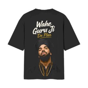 Punjabi Drake – Wahe Guru Ji Da Plan Desi Rap Parody | Oversized Black Back Print T-Shirt | OoltaSeedha Punjabi Drake – Wahe Guru Ji Da Plan Desi Rap Parody | Oversized Black Back Print T-Shirt | OoltaSeedha