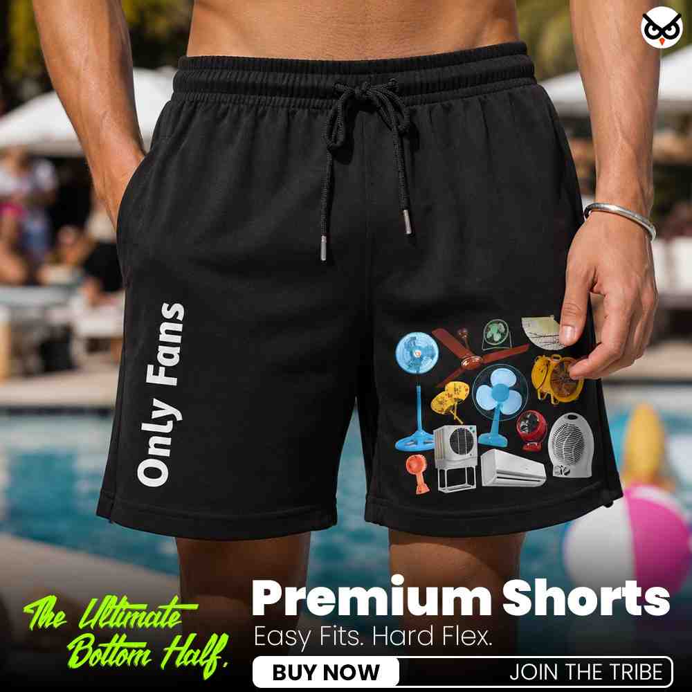 The Real Only Fans - Literally Just Fans Premium Relaxed Fit Front Print Black Shorts | OoltaSeedhaooltaseedha.com