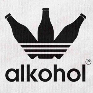 The Alkohol Weekend Uniform Addidas Logo Parody | White Regular Fit Pocket Print T-Shirt | OoltaSeedha.com
