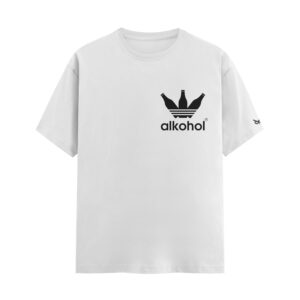 The Alkohol Weekend Uniform Addidas Logo Parody | White Regular Fit Pocket Print T-Shirt | Oolta Seedha The Alkohol Weekend Uniform Addidas Logo Parody | White Regular Fit Pocket Print T-Shirt | Oolta Seedha