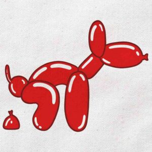 Bad Boy Pooping Balloon Dog | White Regular Fit Pocket Print T-Shirt | OoltaSeedha.com