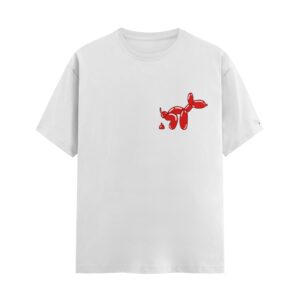 Bad Boy Pooping Balloon Dog | White Regular Fit Pocket Print T-Shirt | Oolta Seedha