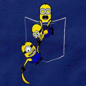 Grabbing BANANA In Pocket Minions | Navy Blue Regular Fit Pocket Print T-Shirt | OoltaSeedha.com