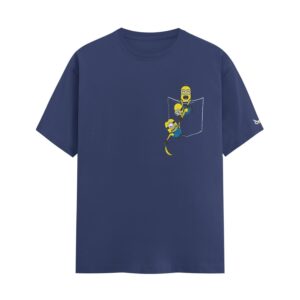Grabbing BANANA In Pocket Minions | Navy Blue Regular Fit Pocket Print T-Shirt | Oolta Seedha