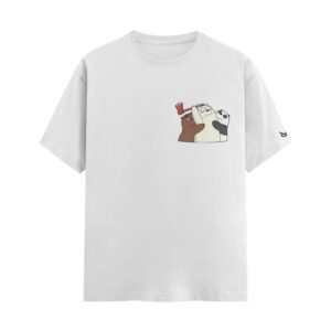 Bear Attack Graphic Regular Fit Pocket Print White T-Shirt | Oolta Seedha