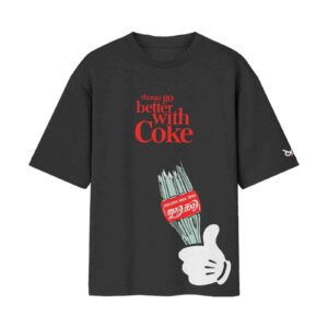 Better With Coke Vintage Parody Gangster Drop | Oversized Black Front Print T-Shirt | OoltaSeedha