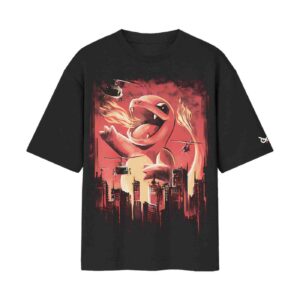 Charmander Pokemon Cute Monster City On Fire | Front Print T-Shirt | OoltaSeedha Charmander Pokemon Cute Monster City On Fire | Front Print T-Shirt | OoltaSeedha