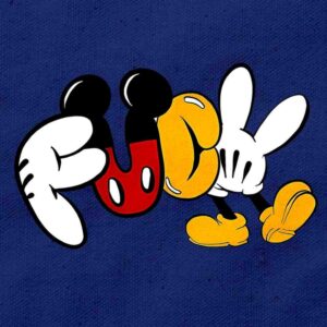 Ruined Childhood Mouse Hands - FCK Disney Text | Navy Blue Regular Fit Pocket Print T-Shirt | OoltaSeedha.com