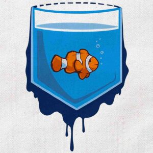 Leaky Pocket Aquarium Clownfish | White Regular Fit Pocket Print T-Shirt | OoltaSeedha.com