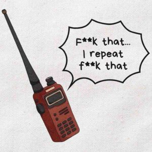 Calling In The BS Walkie-Talkie - FCK That, I Repeat, FCK That | White Regular Fit Pocket Print T-Shirt | OoltaSeedha.com