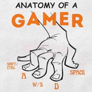 The WASD Gamer Claw Anatomy | White Regular Fit Pocket Print T-Shirt | OoltaSeedha.com