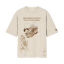 The Desi Reality Check Kripya Apni Akadh Apni Jeb Mei Rakhei | Oversized Off-White Front Print T-Shirt | OoltaSeedha.com