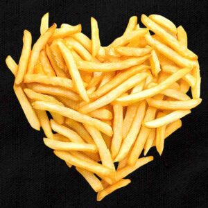 True Love French Fries Heart | Black Regular Fit Pocket Print T-Shirt | OoltaSeedha.com