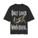 Only Loved When Useful - Fallen Angel | Oversized Black Front & Back Print T-Shirt | OoltaSeedha.com Tribe Merch