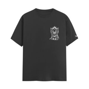 The Tiny Menace Punk Rock Feline Cat | Black Regular Fit Pocket Print T-Shirt | Oolta Seedha