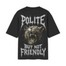 Polite But Not Friendly - Metal Tiger / Lion | Oversized Black Front & Back Print T-Shirt | OoltaSeedha.com Tribe Merch