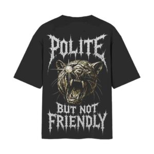 Polite But Not Friendly – Metal Tiger / Lion / Panther | Oversized Black Front & Back Print T-Shirt | OoltaSeedha Tribe Merch Polite But Not Friendly – Metal Tiger / Lion / Panther | Oversized Black Front & Back Print T-Shirt | OoltaSeedha Tribe Merch