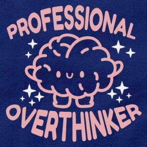 Certified Professional Overthinker Brain | Navy Blue Regular Fit Pocket Print T-Shirt | OoltaSeedha.com