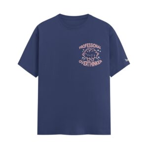 Certified Professional Overthinker Brain | Navy Blue Regular Fit Pocket Print T-Shirt | Oolta Seedha