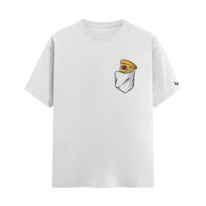 The Emergency Pocket Pizza Slice | White Regular Fit Pocket Print T-Shirt | Oolta Seedha