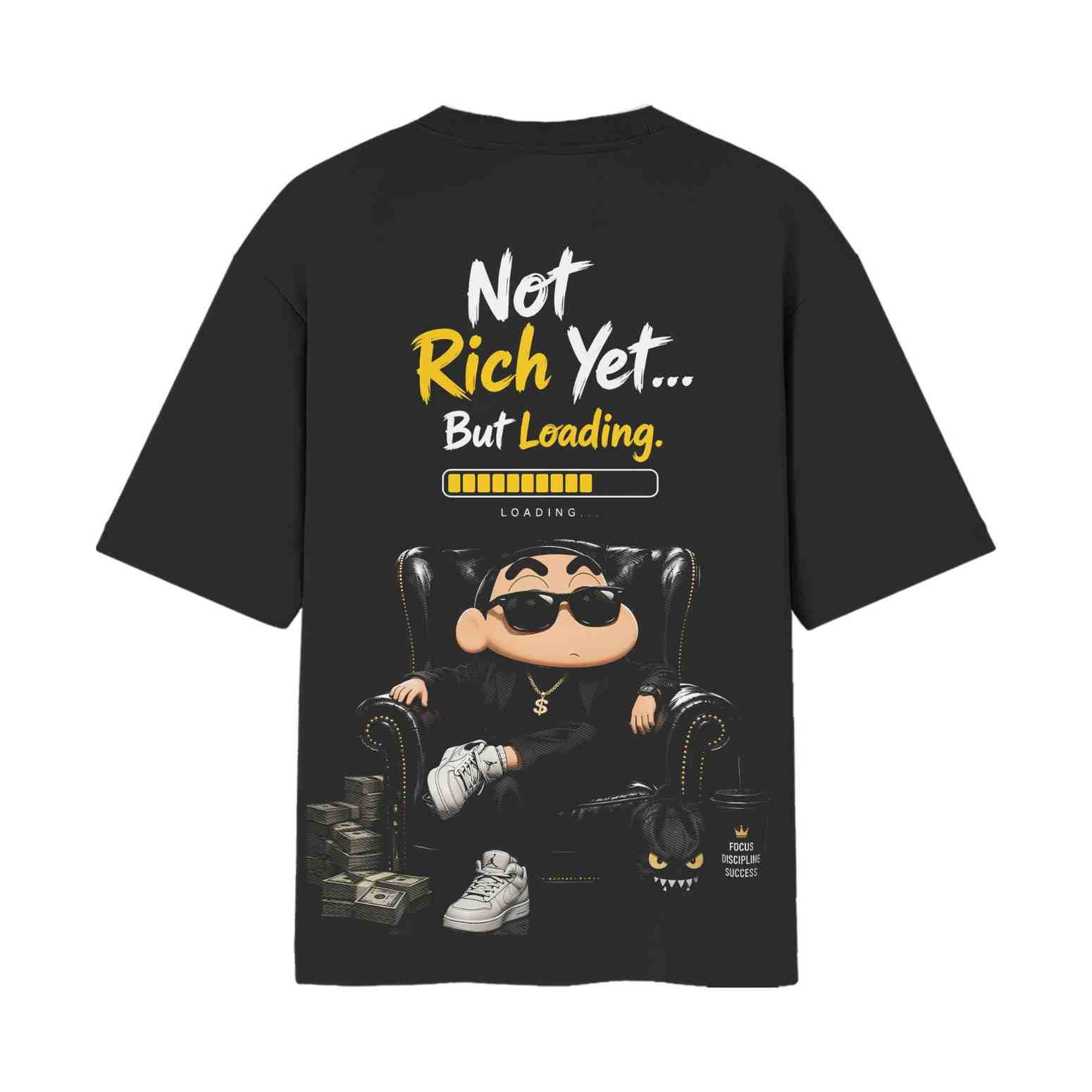 Not Rich Yet (But Loading) Boss Mode | Front Print T-Shirt | OoltaSeedha.com