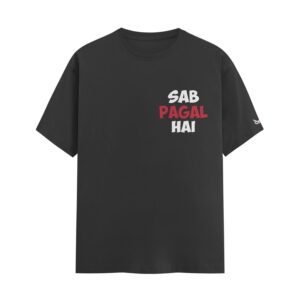The Ultimate Truth Bomb “Sab Pagal Hai” | Black Regular Fit Pocket Print T-Shirt | Oolta Seedha