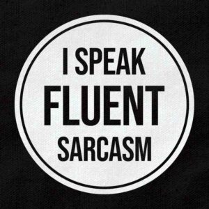 The Fluent Sarcasm Certification Badge | Black Regular Fit Pocket Print T-Shirt | OoltaSeedha.com