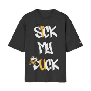Sick My Duck Edgy Heavy Drop | Oversized Black Front Print T-Shirt | OoltaSeedha Sick My Duck Edgy Heavy Drop | Oversized Black Front Print T-Shirt | OoltaSeedha