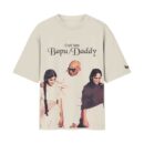 The Bapu/Daddy Pronouns Mahatma Gandhi Swag | Oversized Off-White Front Print T-Shirt | OoltaSeedha.com