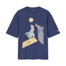 Aladdin Flying On Credit Card The Amex Carpet Parody | Regular Blue Front Print T-Shirt | Oolta Seedha