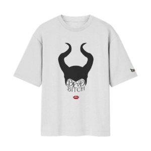 Villain Era – Bad Bitch Maleficent Horns Silhouette | White Front Print T-Shirt | Oolta Seedha Villain Era – Bad Bitch Maleficent Horns Silhouette | White Front Print T-Shirt | Oolta Seedha