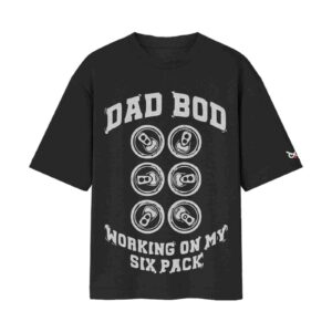 Dad Bod Working On My Six Pack Beer Can – Liquid Fitness | Black Front Print T-Shirt | Oolta Seedha Dad Bod Working On My Six Pack Beer Can – Liquid Fitness | Black Front Print T-Shirt | Oolta Seedha