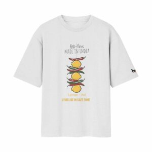 Desi Indian Anti-Virus, Nimbu Mirchi Lemon – Aid | White Front Print T-Shirt | OoltaSeedha Desi Indian Anti-Virus, Nimbu Mirchi Lemon – Aid | White Front Print T-Shirt | OoltaSeedha
