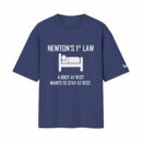 THE LAW OF INERTIA (Scientifically justified laziness) | High IQ Humour Regular Fit Front Print Blue T-Shirt