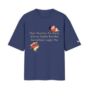 Desi Mom’s Taunt – Samajhdar Bachhe Shinchan | Regular Blue Front Print T-Shirt | OoltaSeedha Desi Mom’s Taunt – Samajhdar Bachhe Shinchan | Regular Blue Front Print T-Shirt | OoltaSeedha