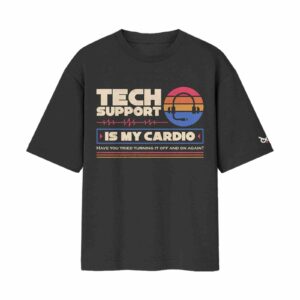 Tech Support Specialist Reboot & Cardio Job/Career Options | Black Front Print T-Shirt | Oolta Seedha